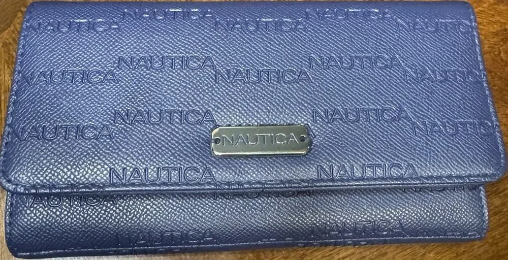 Nautica Blue RFID Blocking Women's Folding Wallet with Card Slots & Zipper